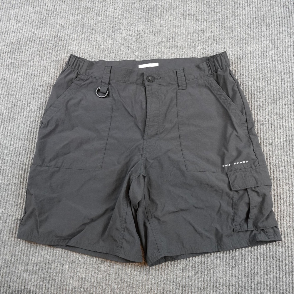 Columbia PFG Shorts Mens 34 Gray Fishing Omni-Shade Quick Dry 8 Inseam UV